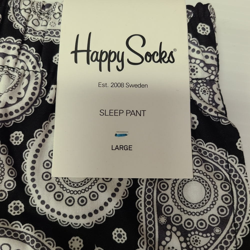 Happy Socks Black and White Sleep Pants Large Paisley